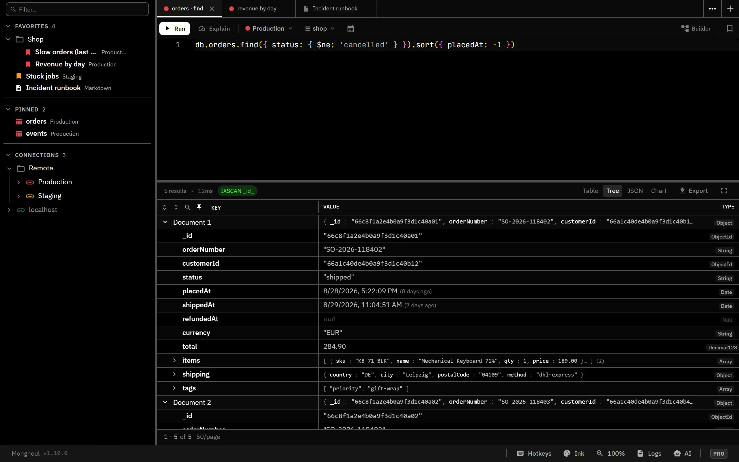 The whole workspace rendered in the Ink theme, a high-contrast dark theme