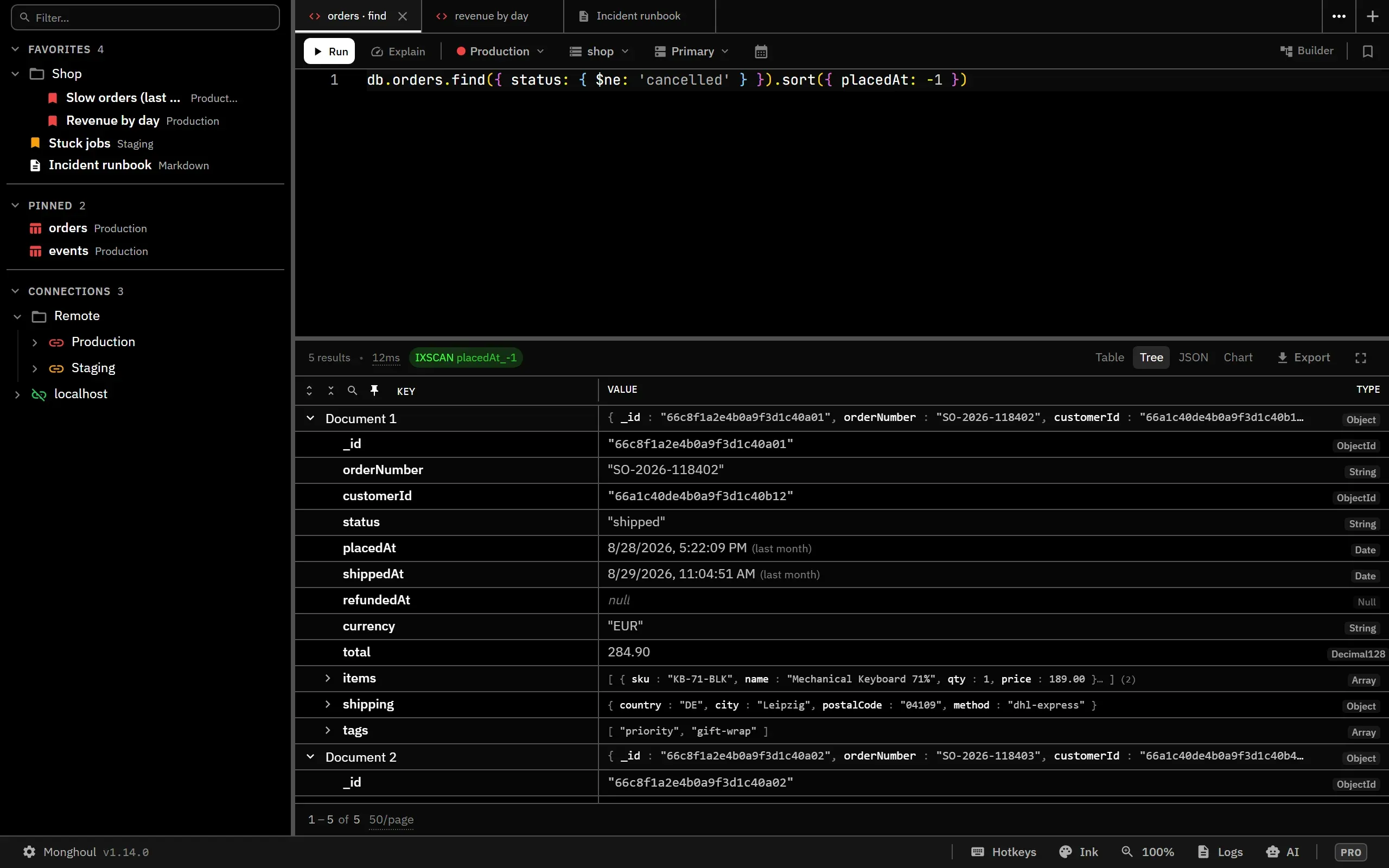 The whole workspace rendered in the Ink theme, a high-contrast dark theme