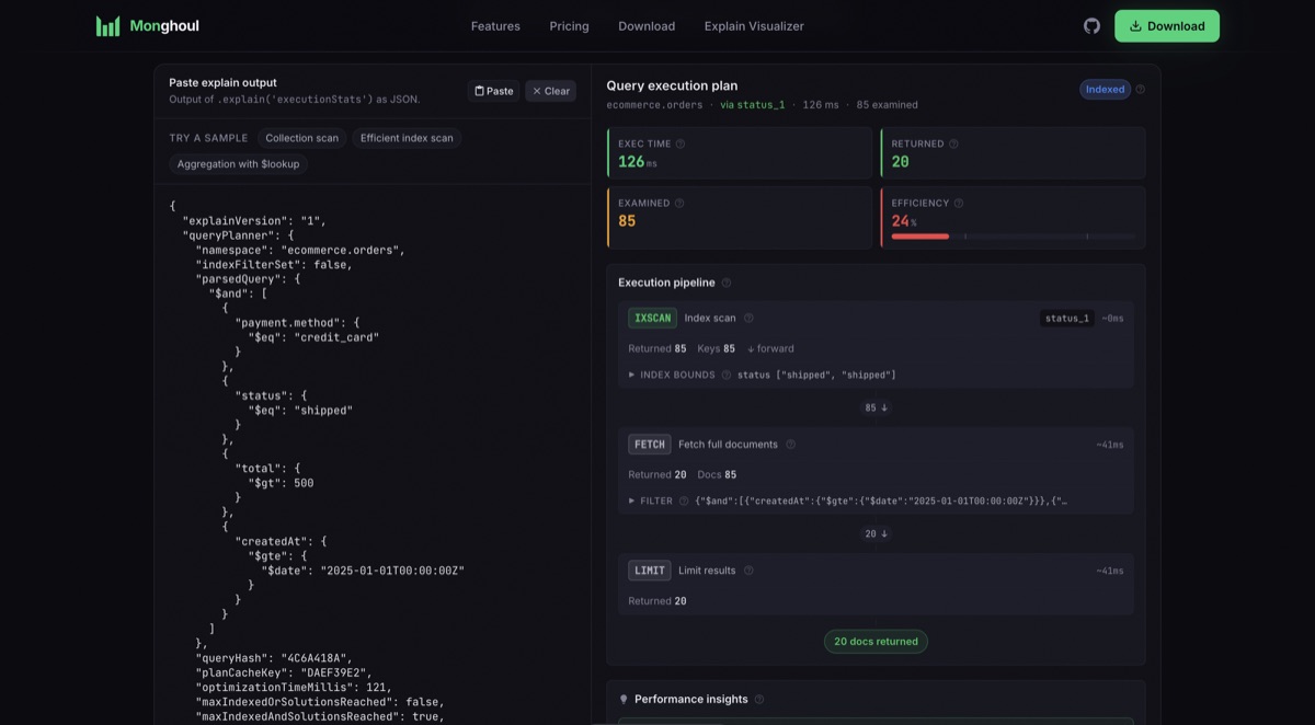 MongoDB Explain Visualizer · Free & In-Browser | Monghoul